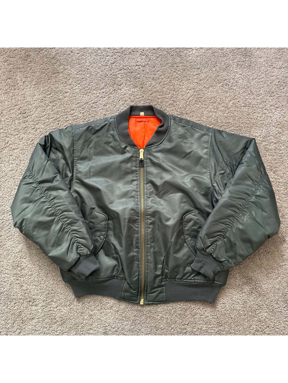 Rothco MA-1 Flight Jacket Mens XL Sage Green Orange Lining Bomber Military Coat